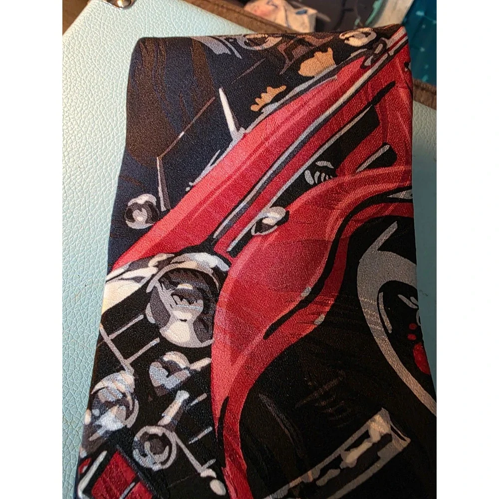 Vintage 1994 Ralph Marlin Mercedes Benz Red Car Silk Tie Mens RM Style Simon